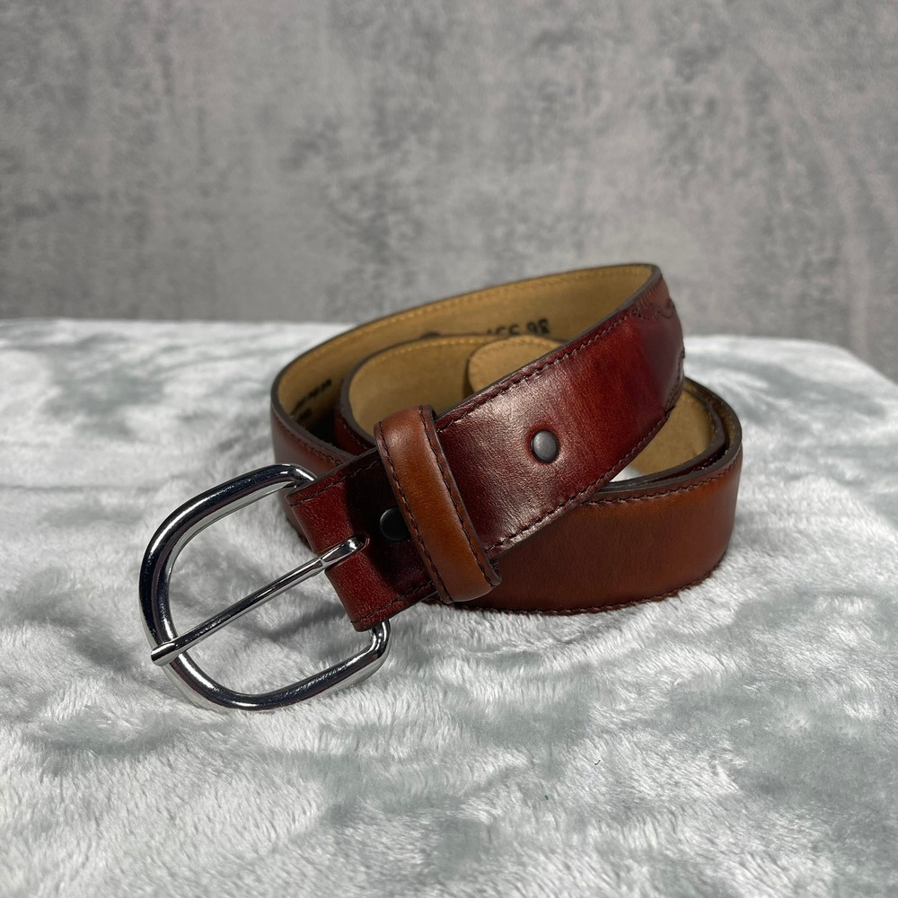 Justin Leather Belt Mens 36 Brown Western Top Grain Stitched Made in USA 53717